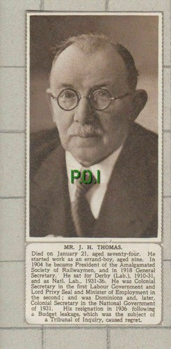 (C326) J H Thomas Society Railwaymen Derby Labour - 1949
