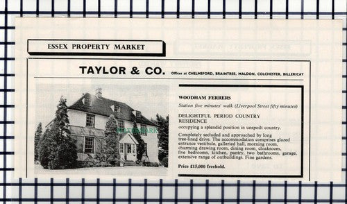 C6597) Woodham Ferrers Essex House Sale Advert - c.1964 Cutting