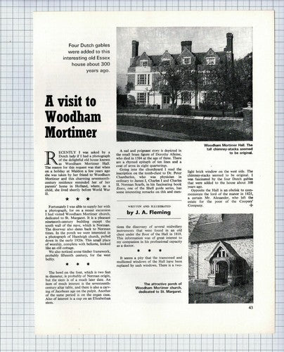 (5431) Woodham Mortimer Hall Essex  - 1970 Article