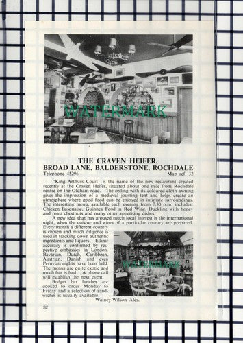 C6388) Crab & Lobster Mere Brow / Craven Heifer Rochdale - 1980s Cutting