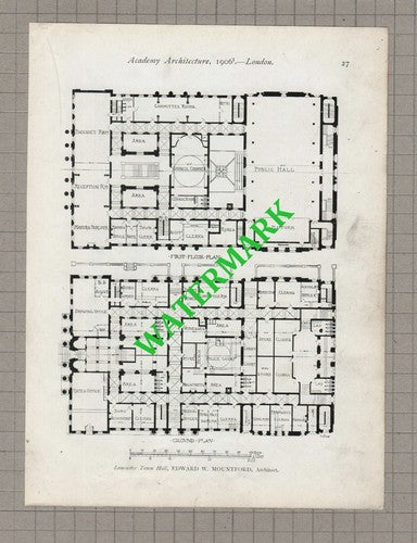 Lancaster Town Hall Edward W Mountford Architect - 1906  Prints / Illustrations