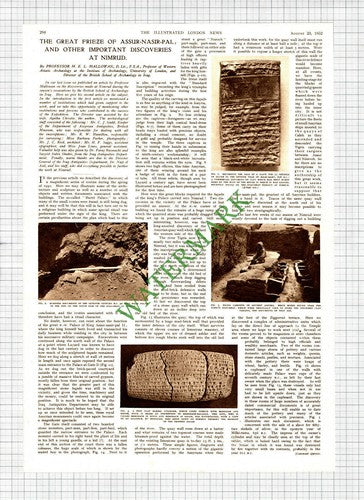 Professor M E L Mallowan Nimrud Frieze Assur-Nasir-Pal -1952 Article / Print