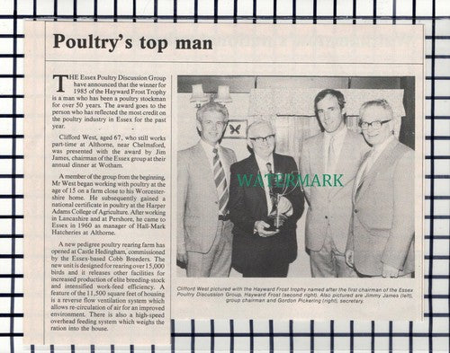 C6680) Clifford West Althorne Essex Poultry Discussion Group - 1985 Cutting