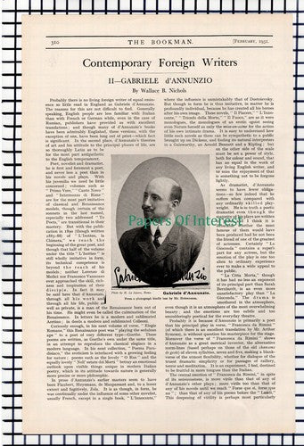 X1188) Gabriele d'Annunzio Writer Villa Capponcina  - 1931 Article