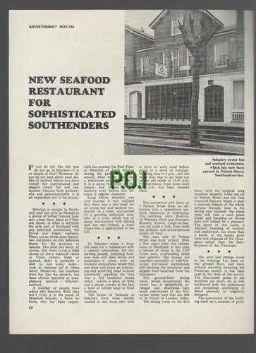 Schulers Oyster Bar Southend Essex Harry Stevens D H Stevens Ltd - 1969  Article