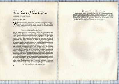 The Earl Of Darlington 1st Duke Cleveland Raby Hunt  - c.1930s Article