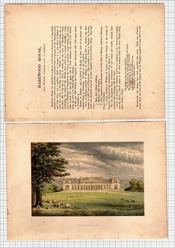 Harewood House Wetherby - c.1880 Article & Print - See condition!
