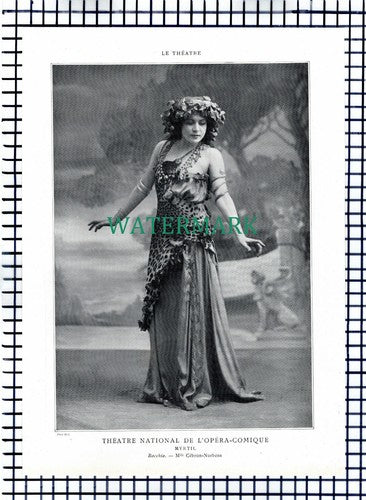 X1570) Theatre National L'Opera Comique Mlle Cebron-Norbens  - 1910 Cutting