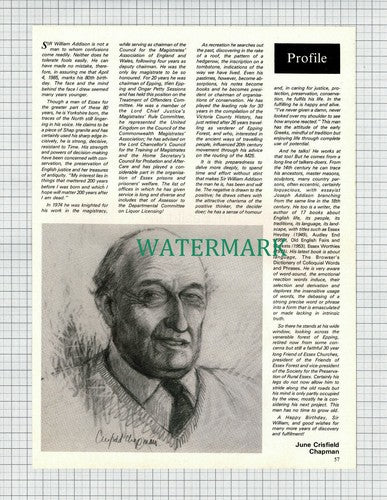 Sir William Addison Epping Forest Loughton  Essex - 1985 Article