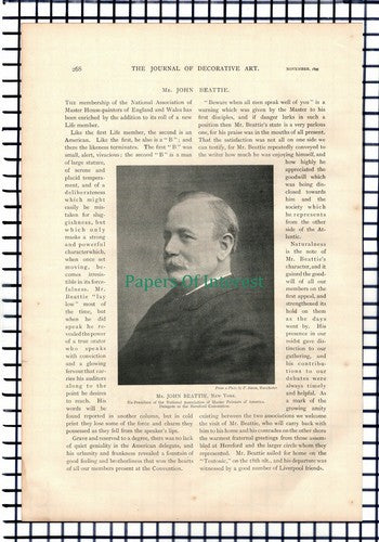 X1178) Mr John Beattie National Assoc Master House Painters USA -  1899 Article