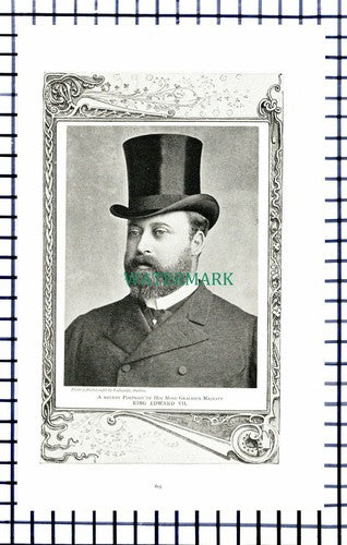 C6490) King Edward VII - c.1900 Print / Cutting