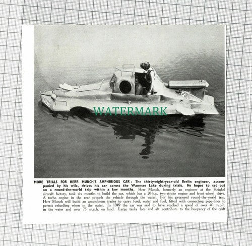 C1624) Herr Munch Heinkel Engineer Amphibious Car Wannsee Lake  - 1950 Clip