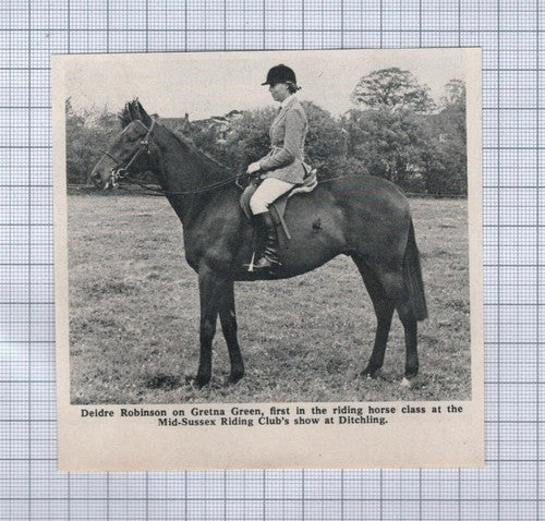 (5401) Deirdre Robinson on Horse Gretna Green Mid Sussex Riding Ditchling - 1969