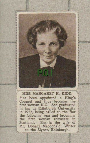 (C311) Miss Margaret H Kidd KC Donald MacDonald Edinburgh - 1949 SMALL CLIP