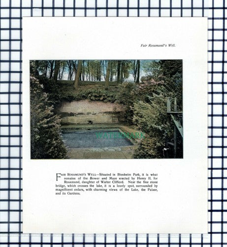 Blenheim Park Fair Rosamund's Well - c.1900 Print
