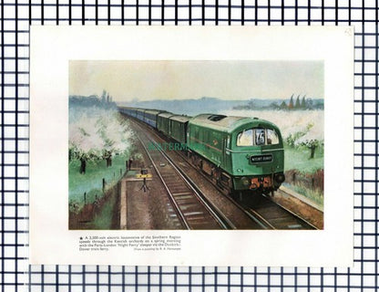 Southern Region Locomotive Night Ferry Railway Locomotive - c.1960s Clip / Print