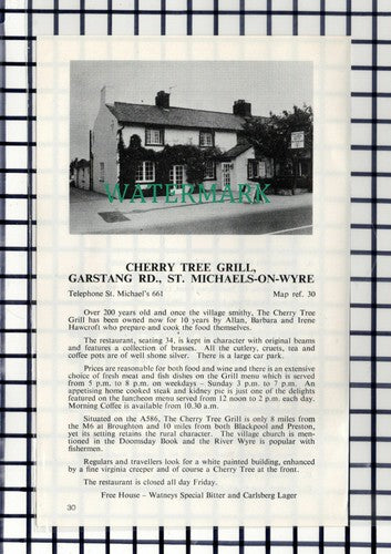 C7398) Cherry Tree Grill St Michaels-On-Wye Allan Hawcroft - c.1980s Cutting