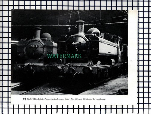 (7841) Stafford Road Shed Railway Engine 7036 Taunton Castle 4625 -1970s Cutting