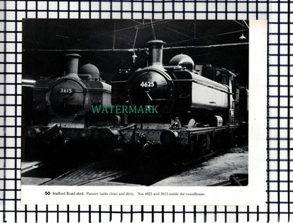 (7841) Stafford Road Shed Railway Engine 7036 Taunton Castle 4625 -1970s Cutting