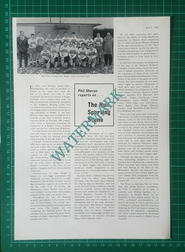 Hull Old Grammarians Rugby Union Football Club Nightingale - 1966 Article