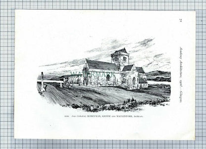 (7662) Dundyvan Church Coatbridge Glasgow Cullen / Iona Cathedral  1906 Print