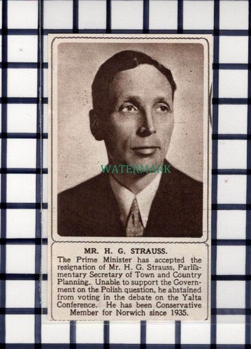 C6313) Mr H G Strauss Town & Country Planning - 1945 Small Cutting