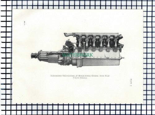 (7200) Lanchester Car Engine - c.1915 Print / Illustration