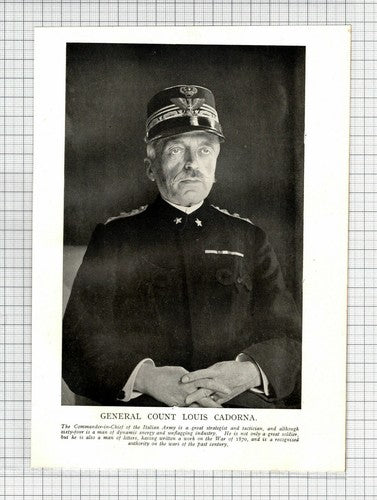 General Count Louis Cadorna Italian Army Great War - c.1918 Book Print