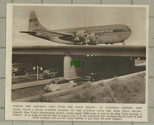 C1547) Idlewild Airport New York Clipper Plane Over Traffic - 1952 Clip