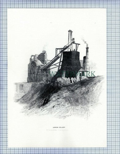 JARROW COLLIERY WYLAM LOCOMOTIVE ENGINE MINE MINING PRINT 1987 (X1707)