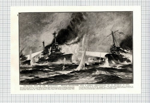 (6275) Battle of Jutland Bank German Dreadnought  World War One  - 1916 Clip