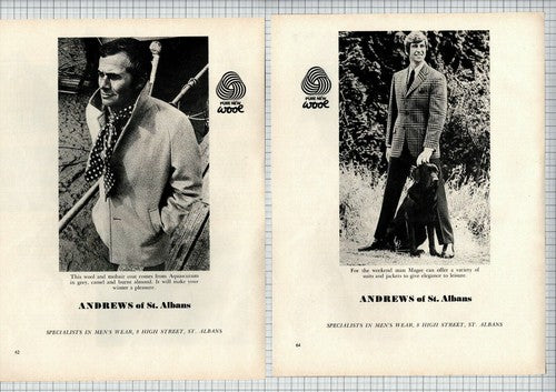 Andrews Menswear Shop St Albans Anthony Michael Andrews - 1971 Article / Adverts