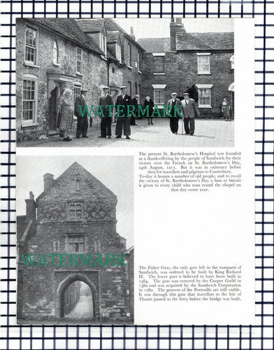 (7722) Sandwich Kent / St Bartholomew's Hospital  - 1957 Book Print