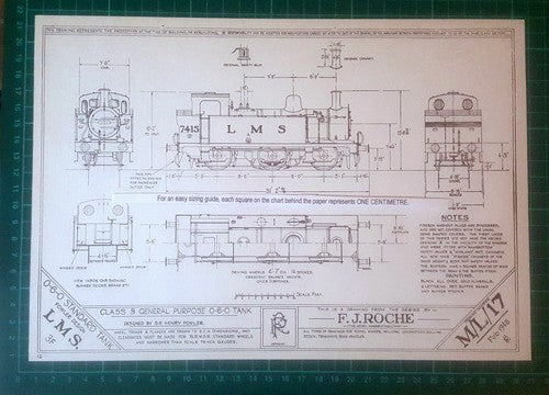 Class 8F 2-8-0 LMS / 3F 0-6-0T Model Railway Engine Diagrams  - c.1960s Cutting