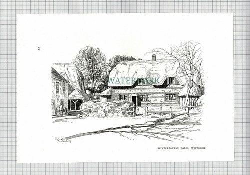 (8519) Winterbourne Earls Wiltshire / Middle Woodford  - 1980s Print / Cutting