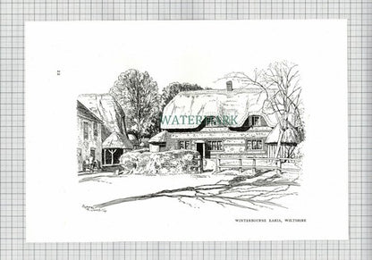 (8519) Winterbourne Earls Wiltshire / Middle Woodford  - 1980s Print / Cutting