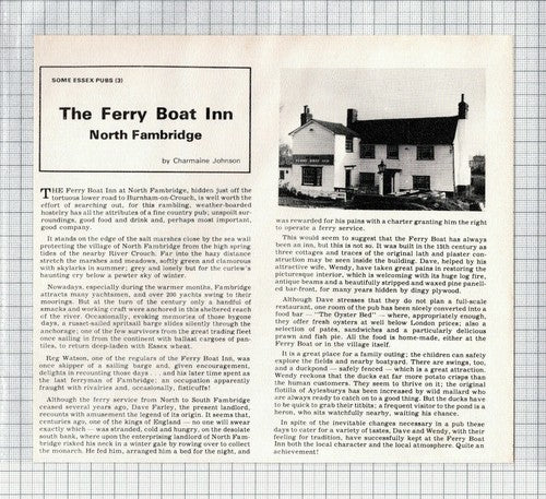 The Ferry Boat Inn North Fambridge Essex Reg Watson Dave Farley  - 1977 Clipping