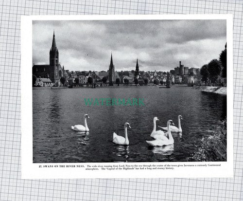 X1966) Inverness River Ness  - 1960s Print / Cutting