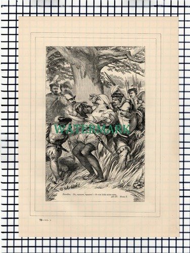 X1622) All's Well That Ends Well Parolles Act IV  c.1880 Shakespeare Book Print