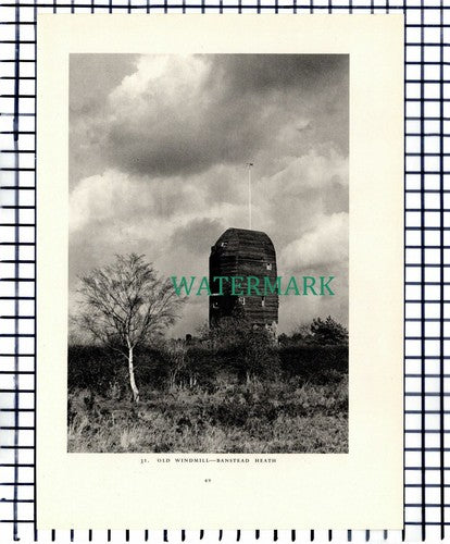 (7467) Banstead Heath Windmill / Walton Heath Golf   -  1949 Print / Cutting