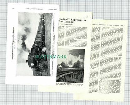 (8701) Daylight Limited Express New Zealand Railway Train - 1950 Article