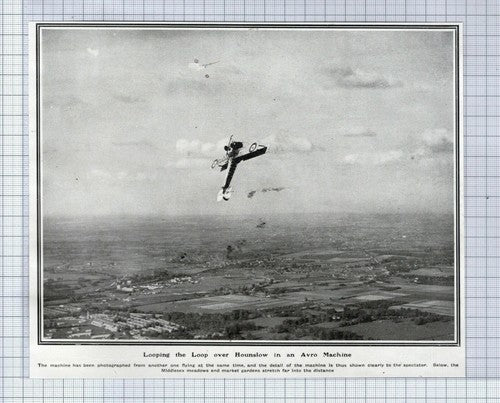 (5695) Avro Machine Over Hounslow  - 1919 Paper Cutting