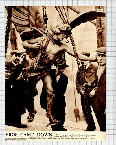 Eros Statue Removed Picadilly Tube Station London - 1938 Cutting
