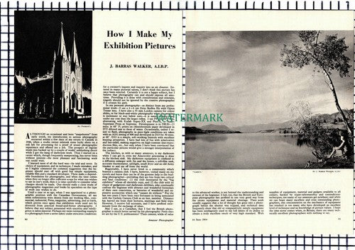 (7106) J Barras Walker Photographer  Carlisle Camera Club  - 1954 Article