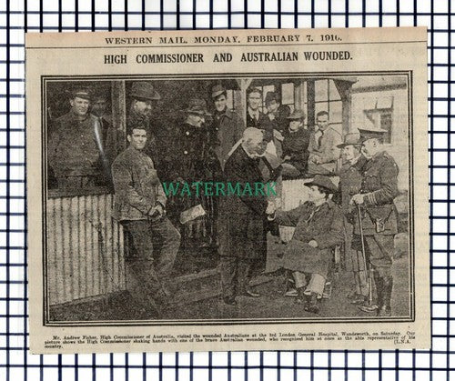 (8263) Mr Andrew Fisher 3rd London General Hospital Wandsworth  - 1916 Cutting