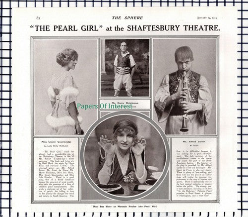 X1412) Cicely Courtneidge Harry Welchman Alfred Lester Iris Hoey - 1914 Cutting