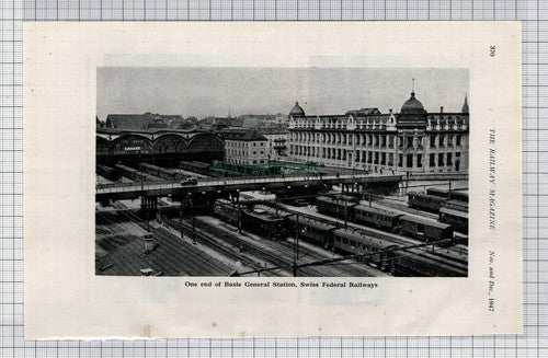 C7689) Basle Basel Railway Station Switzerland  Swiss Federal - 1947 Cutting