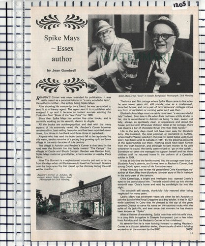 Spike Mays Ashdon  Essex Author Steeple Bumstead  - 1983 Article / Print