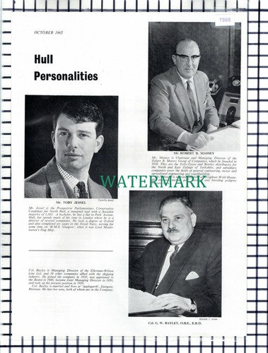 (7988) Toby Jessel Robert Massey Col GW Bayley Ellerman Hull - 1965 Cutting