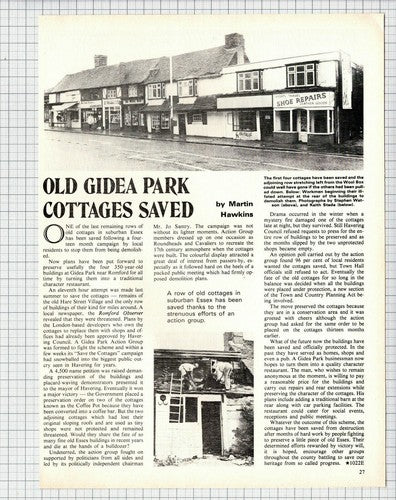Gidea Park Hare Street Old Cottages Wool Box Saved -   1975 Article